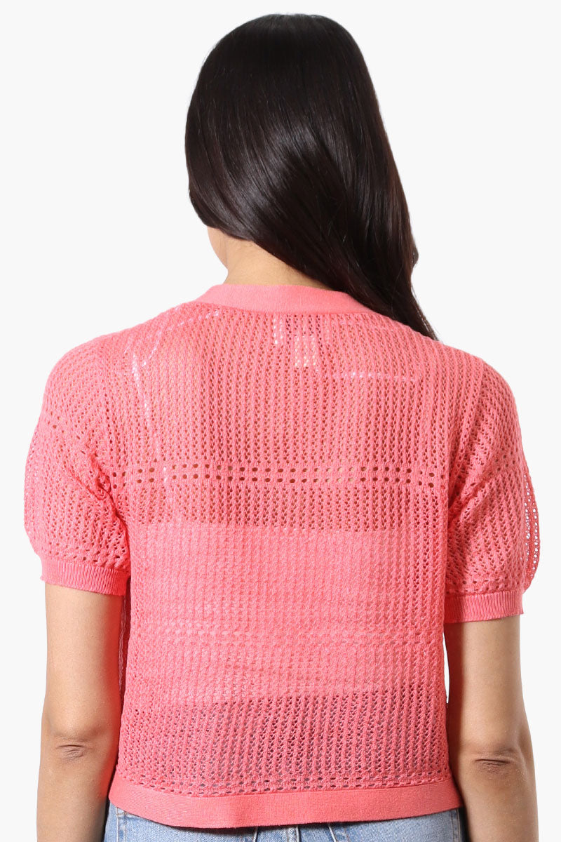 Beechers Brook Open Crochet Shrug Cardigan - Pink - Womens Cardigans - Fairweather