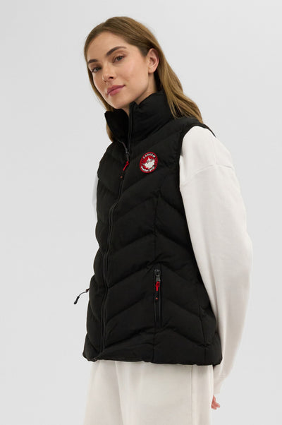 Canada Weather Gear Chevron Bubble Vest - Black - Womens Vests - Fairweather