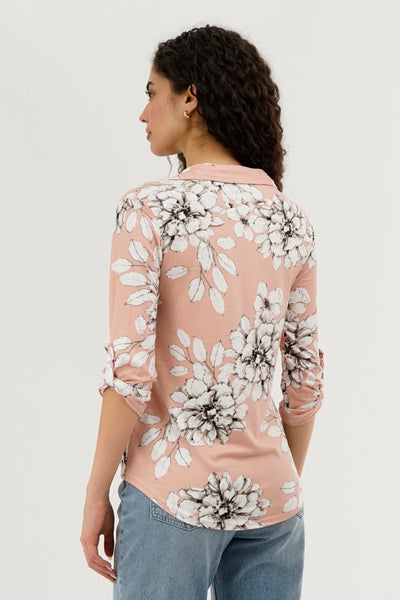 Majora Floral Button Up Blouse - Peach - Womens Shirts & Blouses - Fairweather