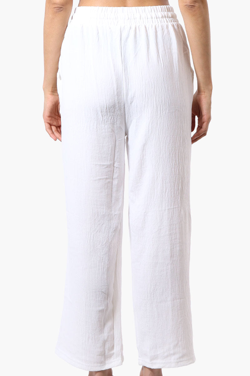 Stylexchange Tie Waist Wide Leg Crinkled Pants - White - Womens Pants - Fairweather