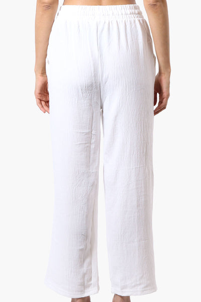 Stylexchange Tie Waist Wide Leg Crinkled Pants - White - Womens Pants - Fairweather