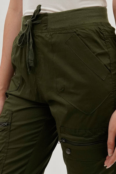International INC Company Tie Waist Cargo Capris - Olive - Womens Shorts & Capris - Fairweather