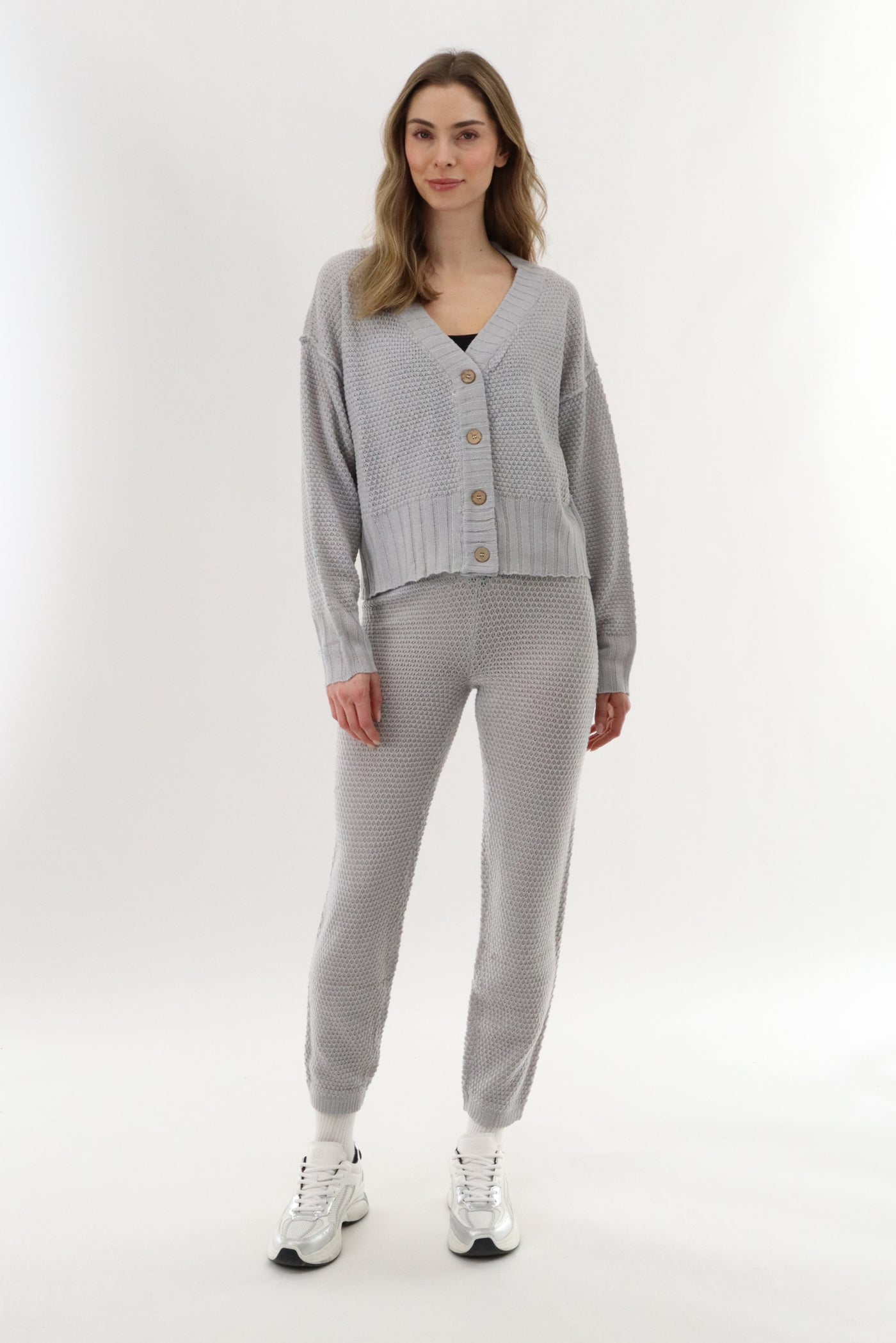 Runaway Bay V-Neck Knit Cardigan - Grey - Womens Cardigans - Fairweather