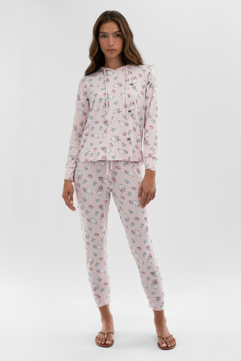 Canada Weather Gear Dog Print Tie Waist Pajama Pants - Blush - Womens Pajamas - Fairweather
