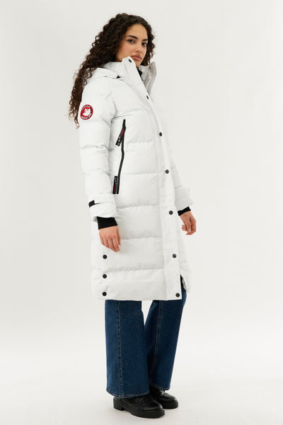 Canada Weather Gear Quilted Maxi Parka Jacket - White - Womens Parka Jackets - Fairweather