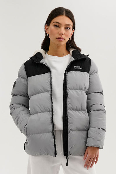 Super Triple Goose Colour Block Bomber Jacket - Grey - Womens Bomber Jackets - Fairweather