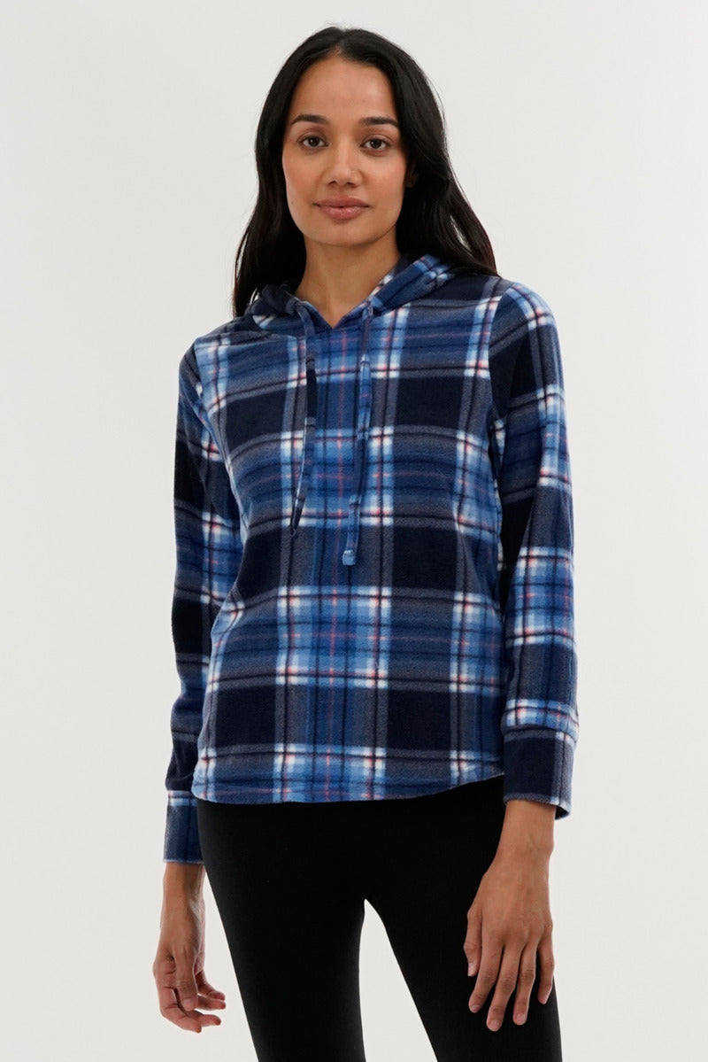 Canada Weather Gear Plaid Hooded Pajama Top - Navy - Womens Pajamas - Fairweather