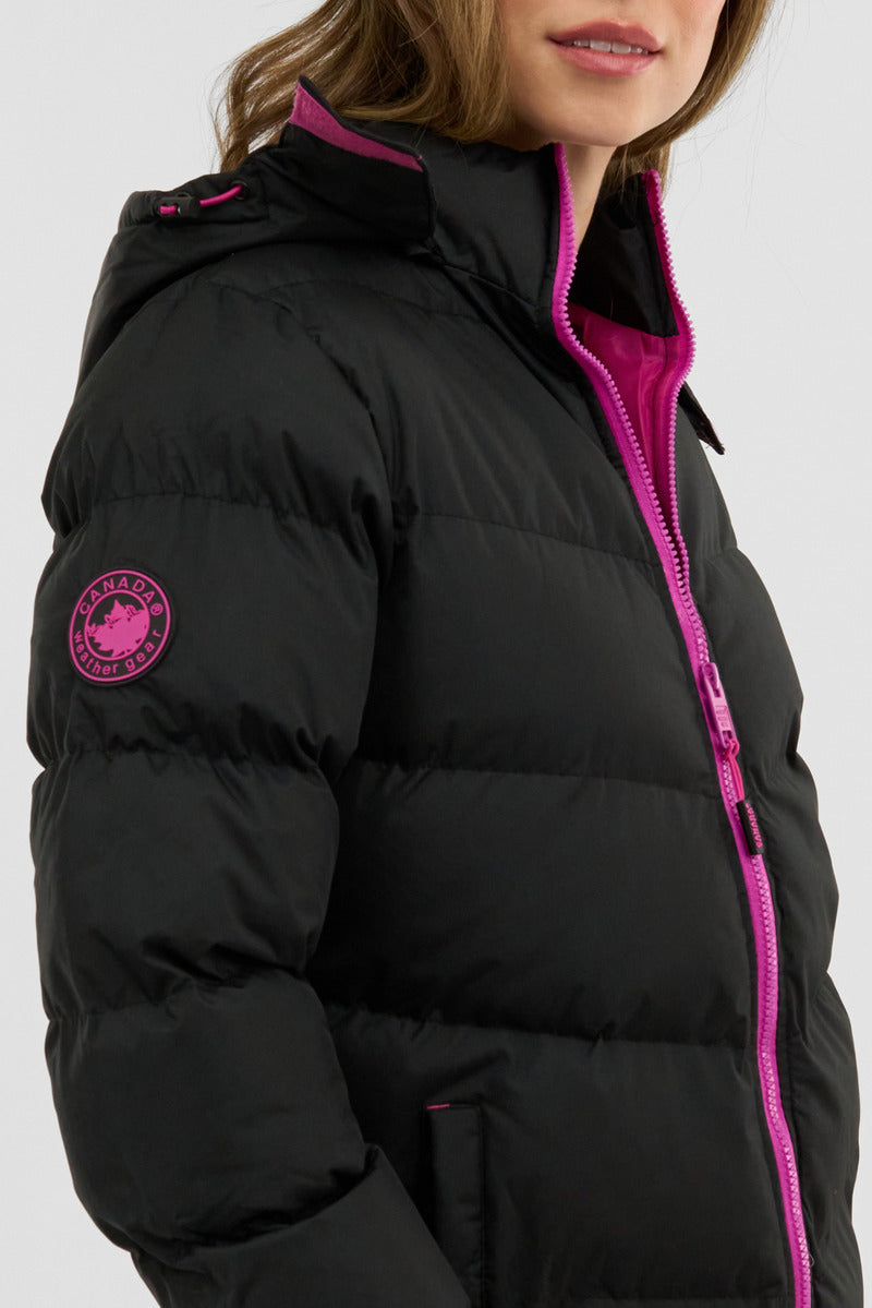 Canada Weather Gear Chevron Bubble Bomber Jacket - Black - Womens Bomber Jackets - Fairweather