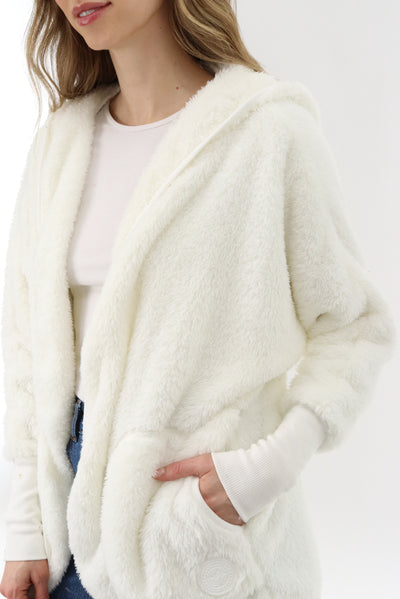 Canada Weather Gear Open Front Teddy Cardigan - Cream - Womens Cardigans - Fairweather