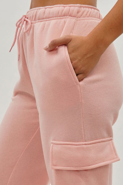 Fahrenheit Drawstring Cargo Pocket Sweatpants - Pink - Womens Joggers & Sweatpants - Fairweather