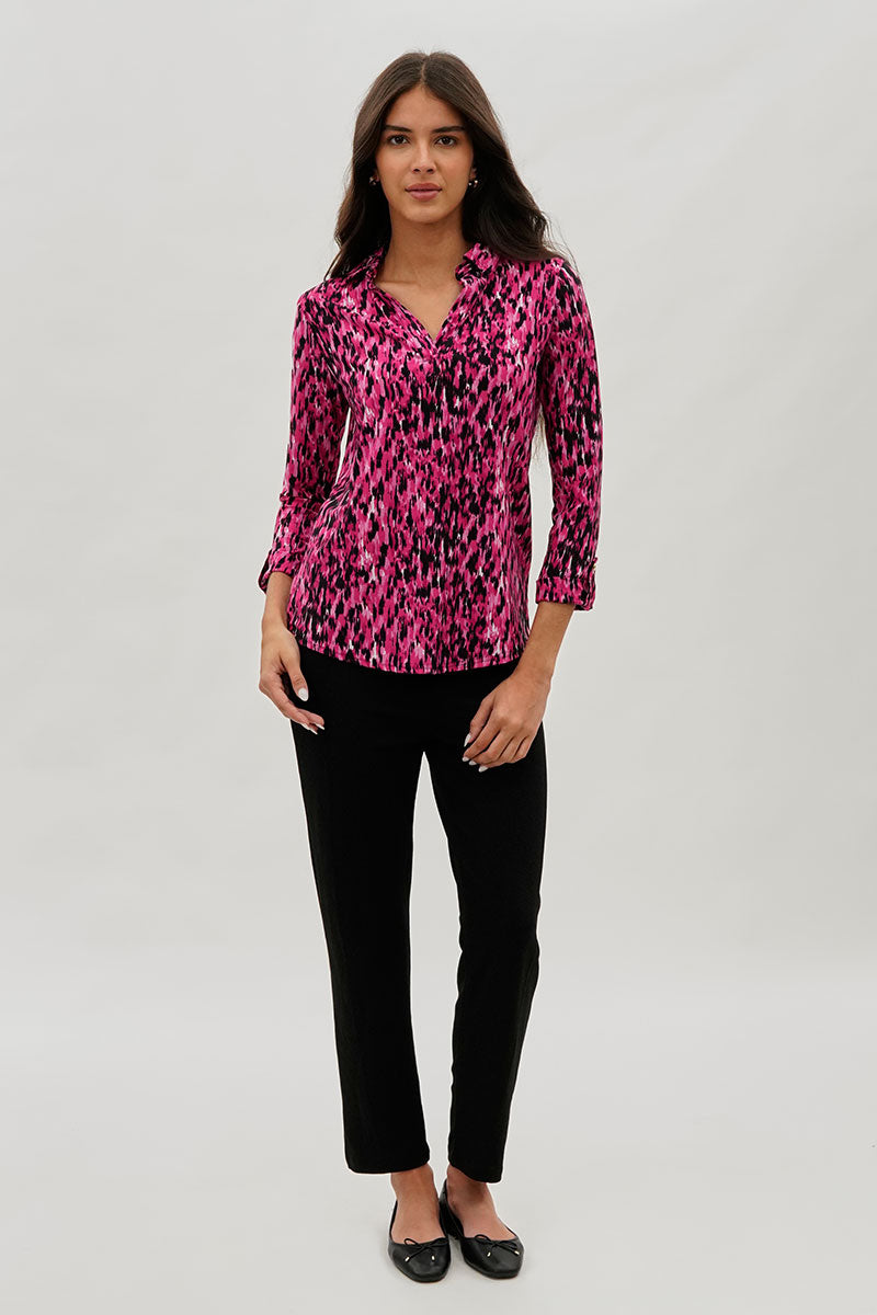 International INC Company Split Neck Collared Blouse - Pink - Womens Shirts & Blouses - Fairweather