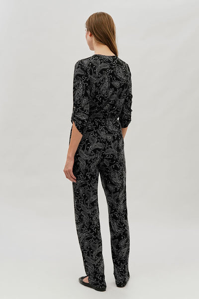 International INC Company Paisley Print Half Zip Jumpsuit - Black - Womens Jumpsuits & Rompers - Fairweather