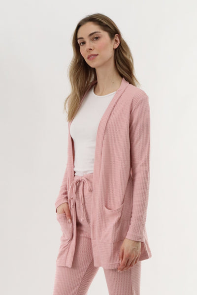 International INC Company Waffle Knit Open Front Cardigan - Blush - Womens Cardigans - Fairweather