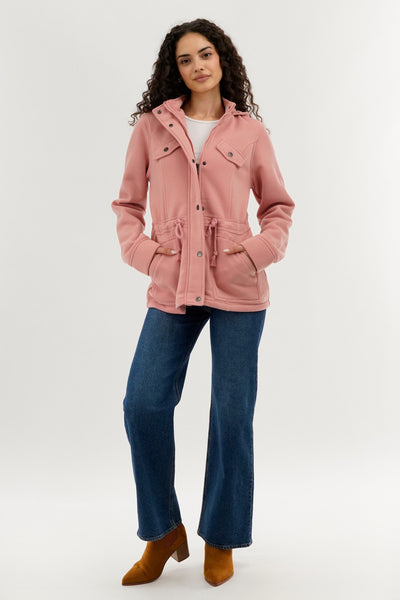 New Look Fleece Utility Pocket Lightweight Jacket - Pink