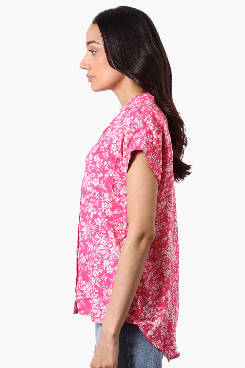 Majora Floral Camp Collar Button Up Shirt - Pink - Womens Shirts & Blouses - Fairweather