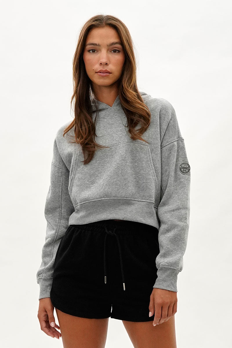 Fahrenheit Cropped Drop Shoulder Hoodie - Grey - Womens Hoodies & Sweatshirts - Fairweather
