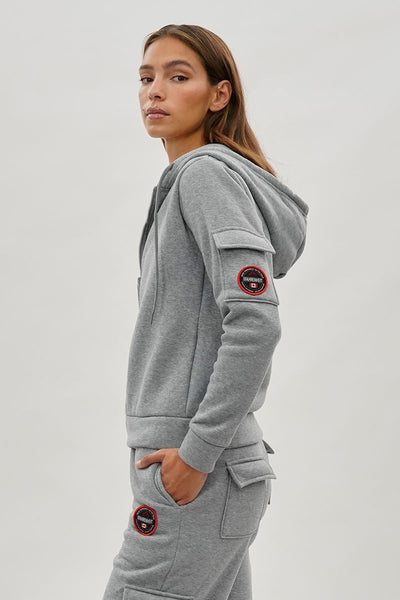 Fahrenheit Zip Up Utility Pocket Hoodie - Grey