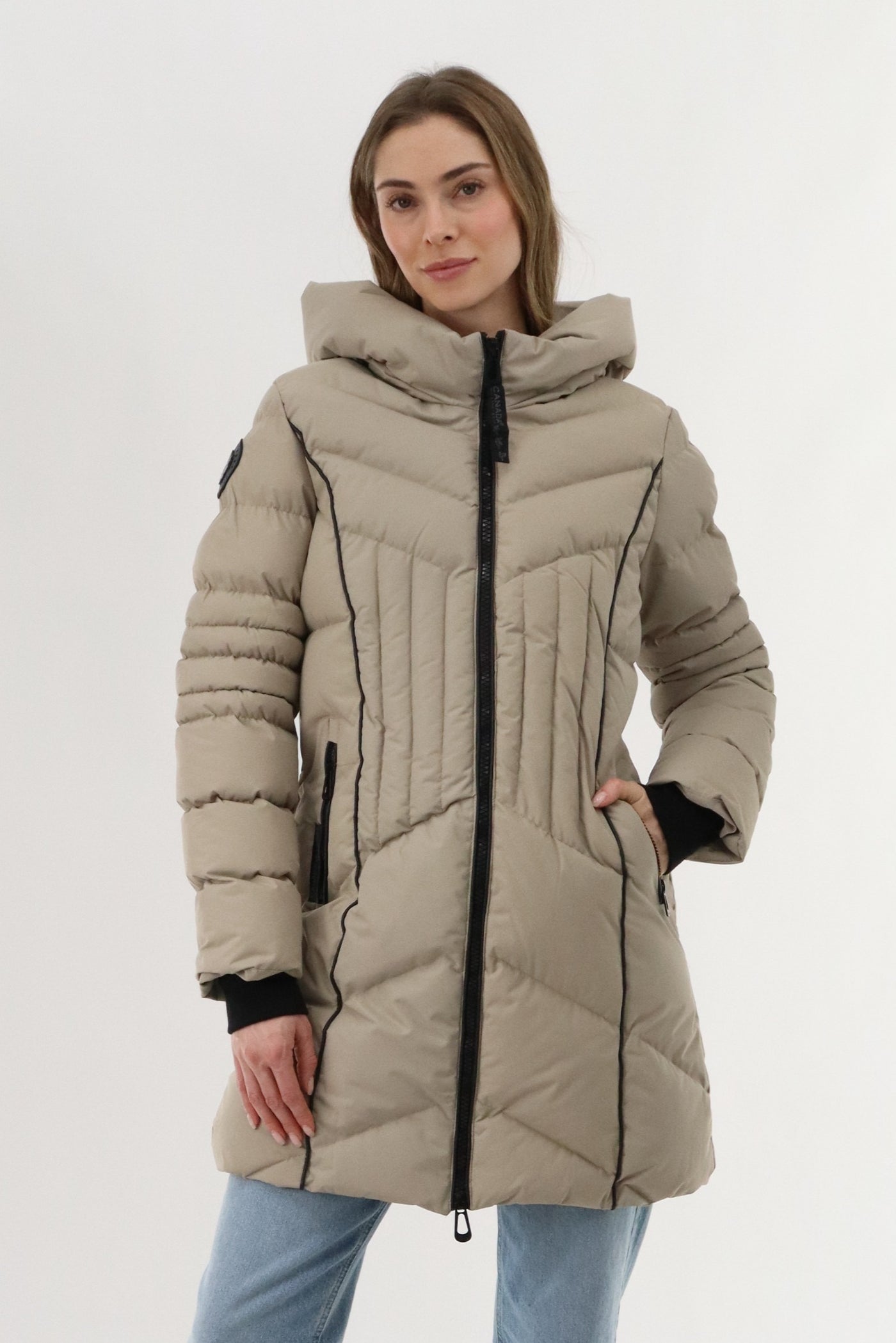 Canada Weather Gear Quilted Hooded Parka Jacket - Beige - Womens Parka Jackets - Fairweather