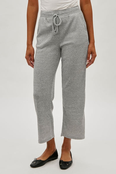 Fahrenheit Waffle Knit Tie Waist Pants - Grey - Womens Pants - Fairweather