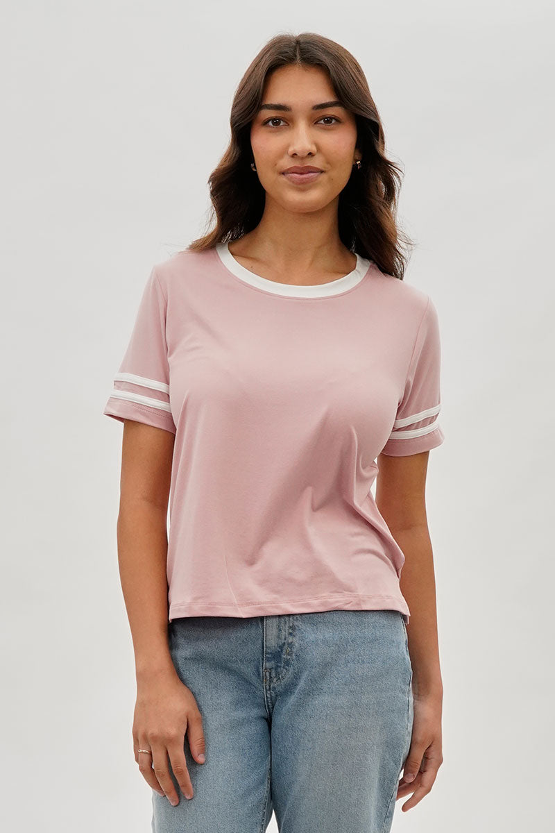 Stylexchange Vintage Striped Ringer Tee - Pink - Womens Tees & Tank Tops - Fairweather