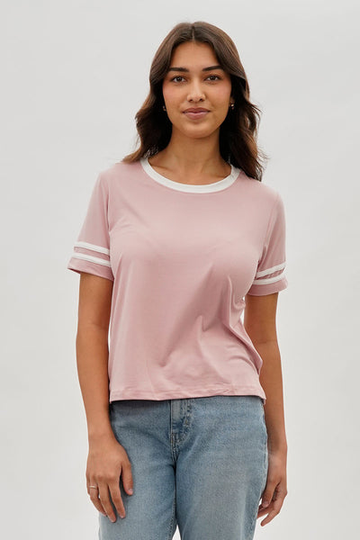 Stylexchange Vintage Striped Ringer Tee - Pink - Womens Tees & Tank Tops - Fairweather