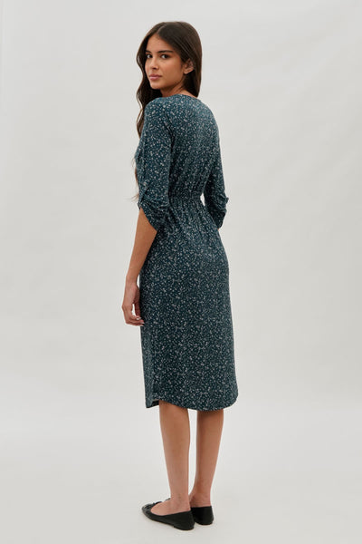 International INC Company Floral Front Zip Midi Dress - Teal - Womens Midi Dresses - Fairweather