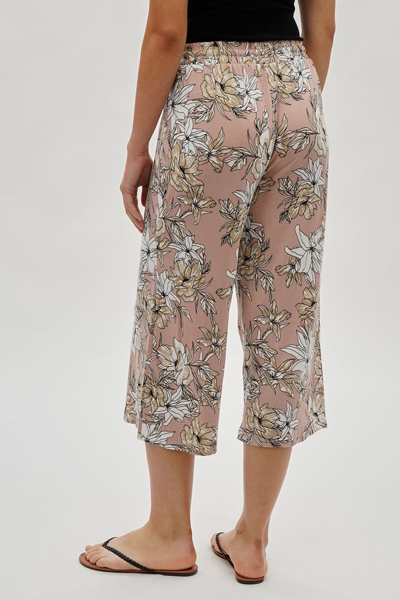 International INC Company Floral Wide Leg Capris Pants - Blush - Womens Pants - Fairweather