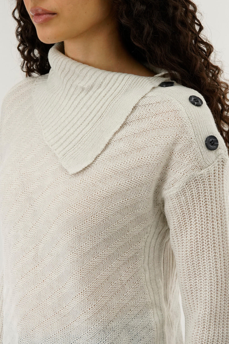 Beechers Brook High Neck Pullover Sweater - Cream - Womens Pullover Sweaters - Fairweather