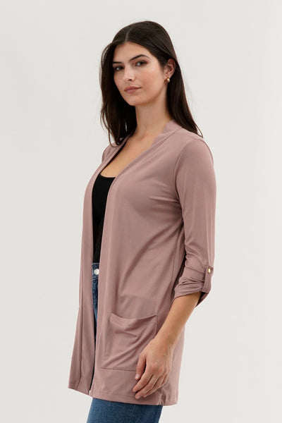 International INC Company Roll Up Sleeve Wrap Cardigan - Pink