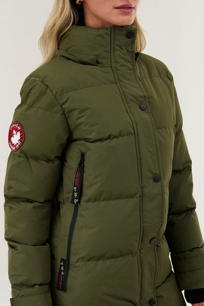 Canada Weather Gear Quilted Maxi Parka Jacket - Olive - Womens Parka Jackets - Fairweather