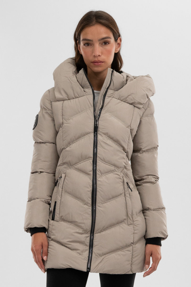Canada Weather Gear Chevron Quilted Parka Jacket - Beige - Womens Parka Jackets - Fairweather