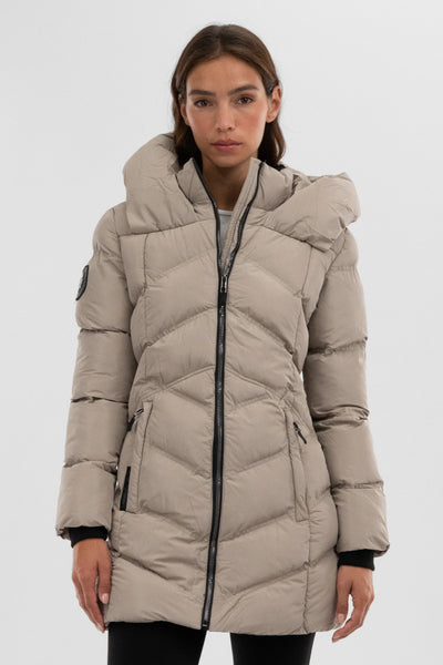 Canada Weather Gear Chevron Quilted Parka Jacket - Beige - Womens Parka Jackets - Fairweather