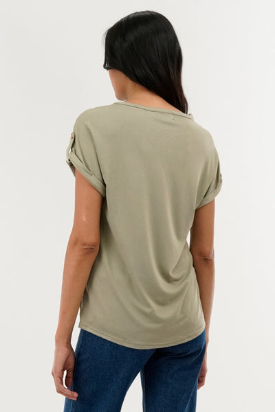 Costa Blanca Basic Cap Sleeve Tee - Green - Womens Tees & Tank Tops - Fairweather