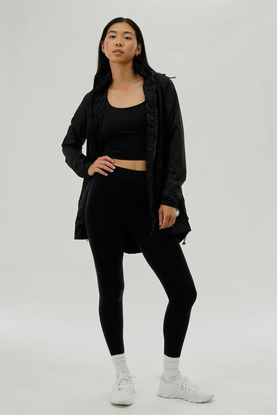 Canada Weather Gear Long Hooded Lightweight Jacket - Black - Womens Moto Jackets - Fairweather