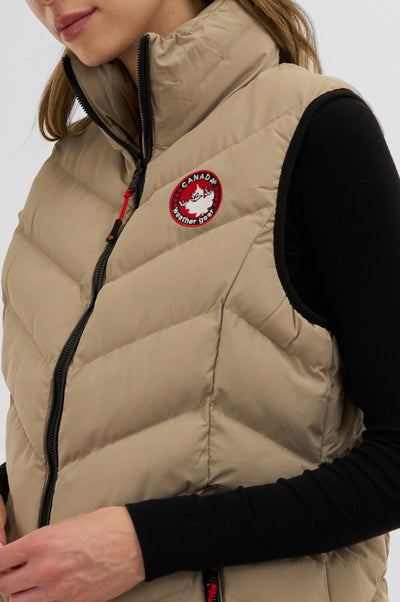 Canada Weather Gear Chevron Bubble Vest - Beige - Womens Vests - Fairweather