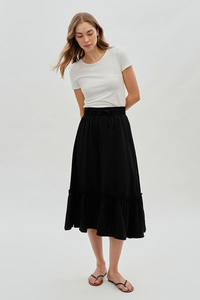 Runaway Bay Tiered Cinched Skirt - Black - Womens Skirts - Fairweather