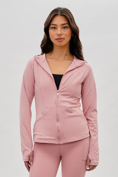 Canada Weather Gear Hooded Yoga Lightweight Jacket - Blush - Womens Lightweight Jackets - Fairweather