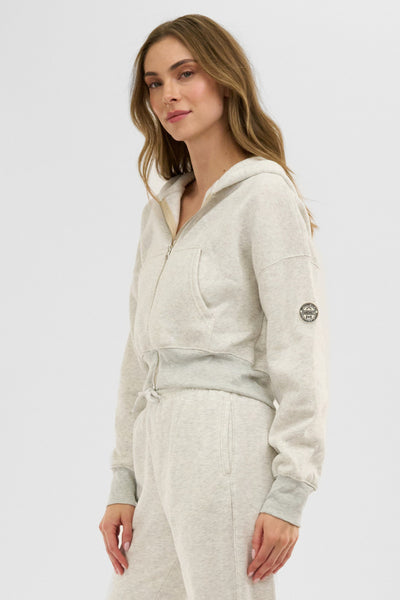 Fahrenheit Cropped Zip Up Hoodie - White - Womens Hoodies & Sweatshirts - Fairweather