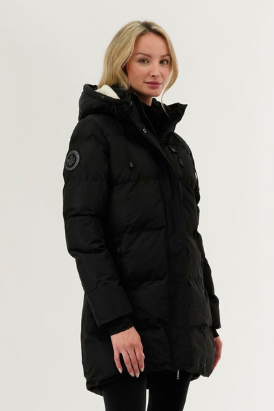 Camada Weather Gear Colour Block Puffer Parka Jacket - Black - Womens Parka Jackets - Fairweather