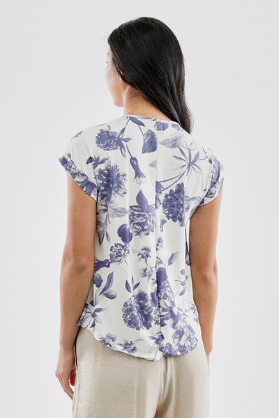 Beechers Brook Floral Zipper Shoulder Detail Blouse - White - Womens Shirts & Blouses - Fairweather