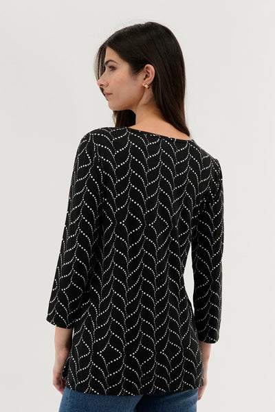 International INC Company Patterned 3/4 Sleeve Blouse - Black - Womens Shirts & Blouses - Fairweather