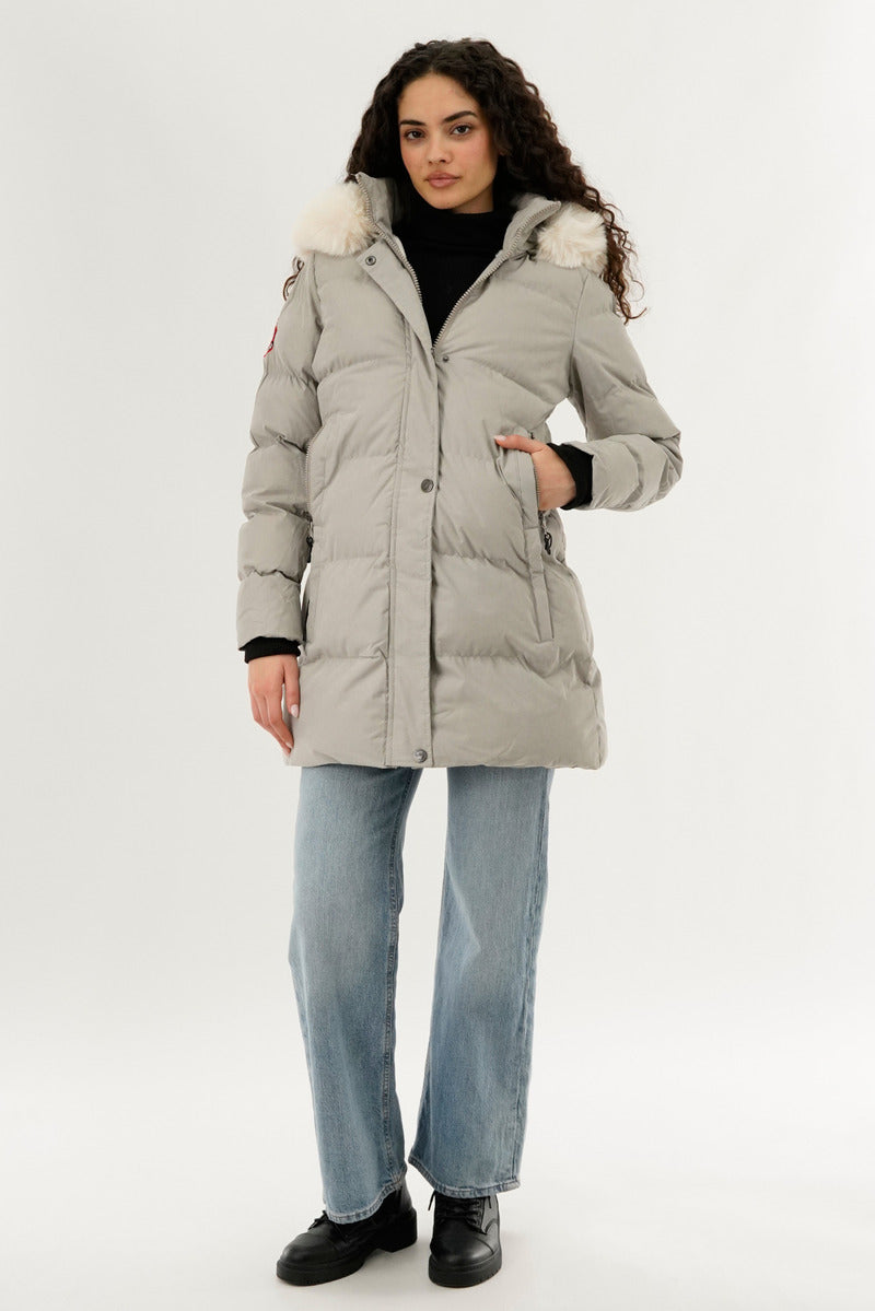 Canada Weather Gear Hip Length Parka Jacket - Grey - Womens Parka Jackets - Fairweather