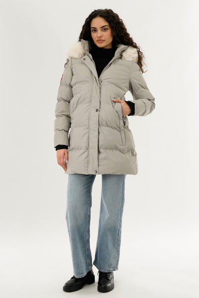Canada Weather Gear Hip Length Parka Jacket - Grey - Womens Parka Jackets - Fairweather