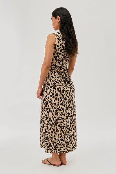 Beechers Brook Leopard Print V-Neck Maxi Dress - Beige - Womens Maxi Dresses - Fairweather