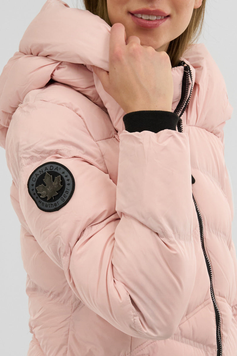 Canada Weather Gear Chevron Quilted Parka Jacket - Pink - Womens Parka Jackets - Fairweather
