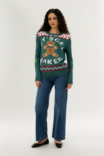 Festive Let's Get Baked Christmas Sweater - Green - Womens Christmas Sweaters - Fairweather