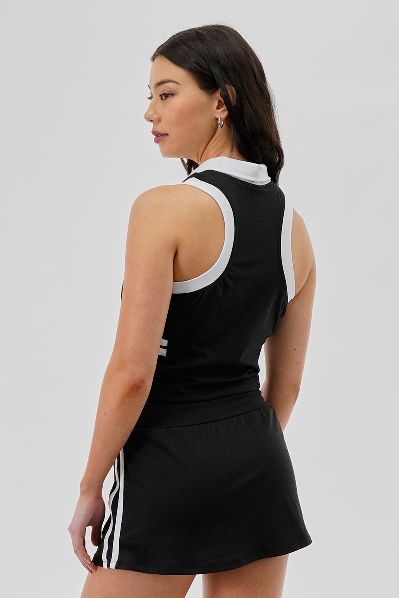 Body Instinct Cropped V-Neck Tennis Tank Top - Black - Womens Tees & Tank Tops - Fairweather