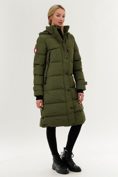 Canada Weather Gear Quilted Maxi Parka Jacket - Olive - Womens Parka Jackets - Fairweather
