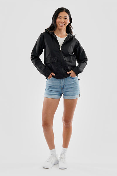 Canada Weather Gear Cropped Coated Microfibre Lightweight Jacket - Black - Womens Lightweight Jackets - Fairweather