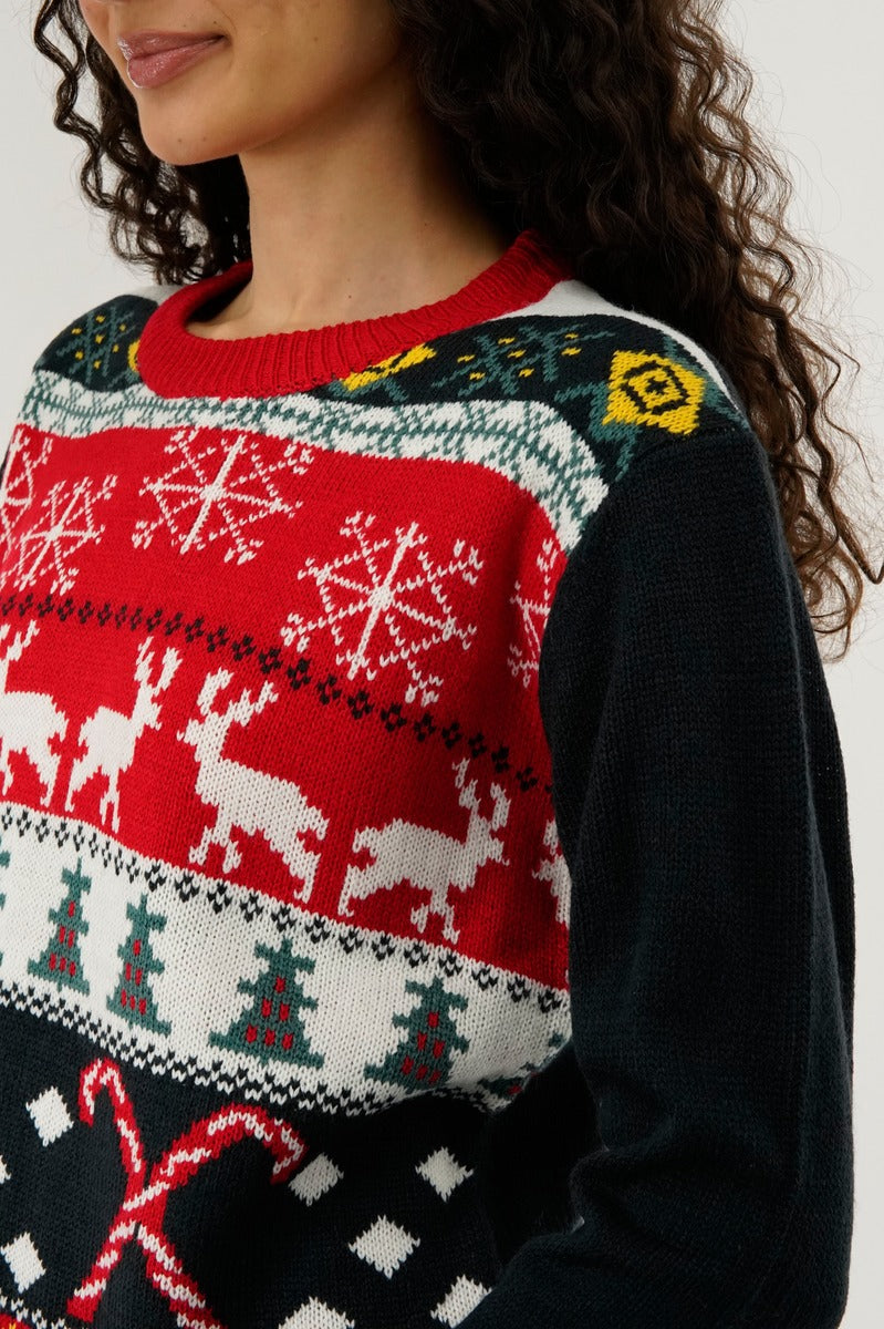 Festive Candy Cane Christmas Sweater - Red - Womens Christmas Sweaters - Fairweather